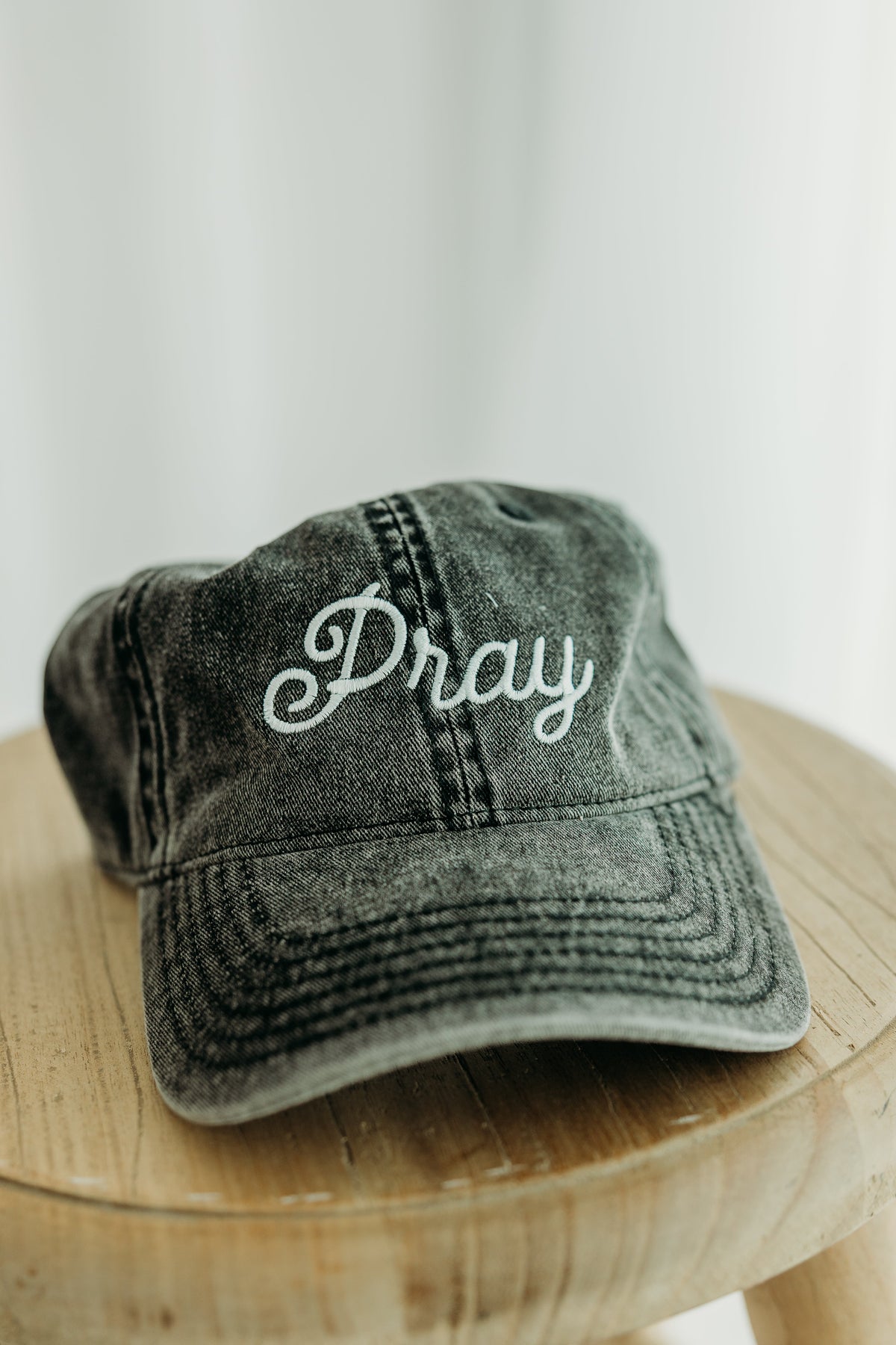Pray Embroidered Distressed Cap