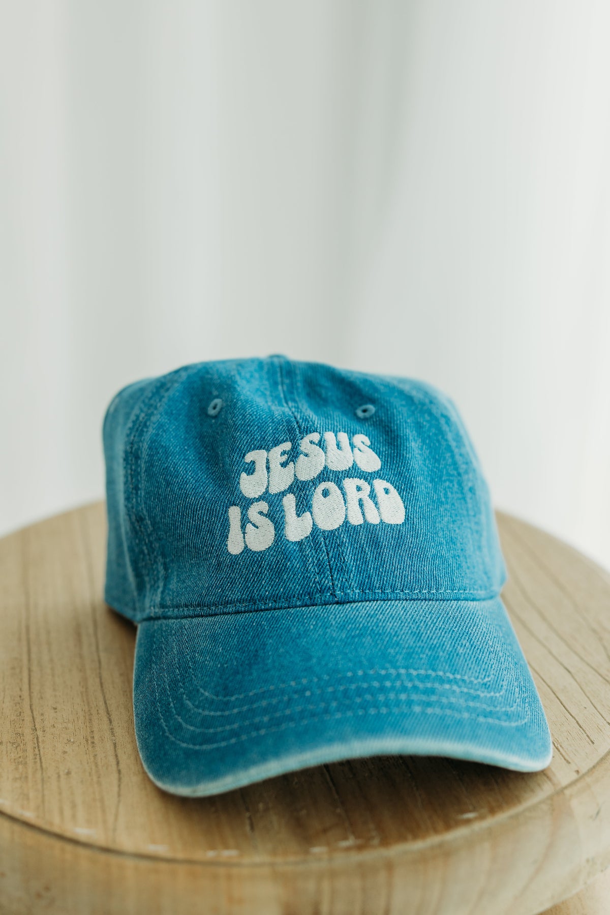 Jesus Is Lord Denim Embroidered Cap