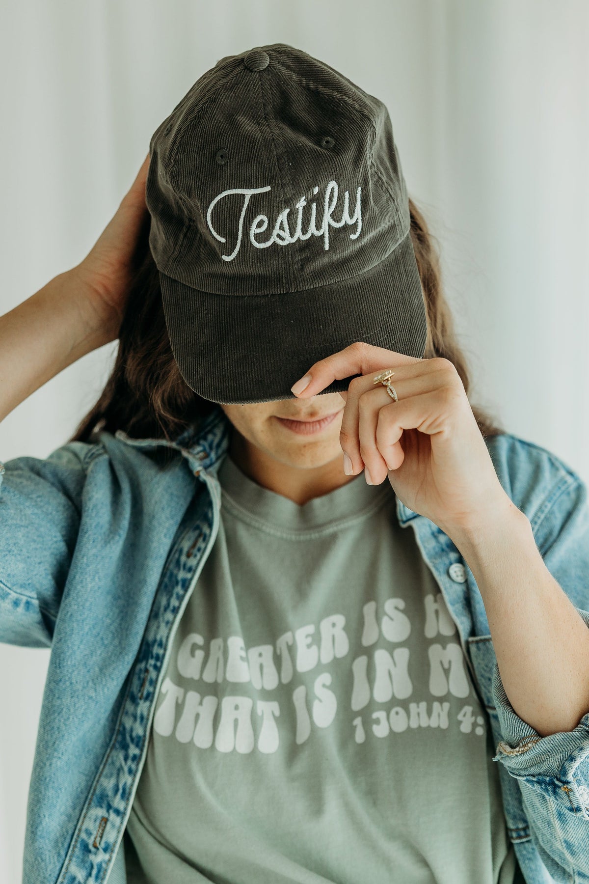 Testify Embroidered Corduroy Cap