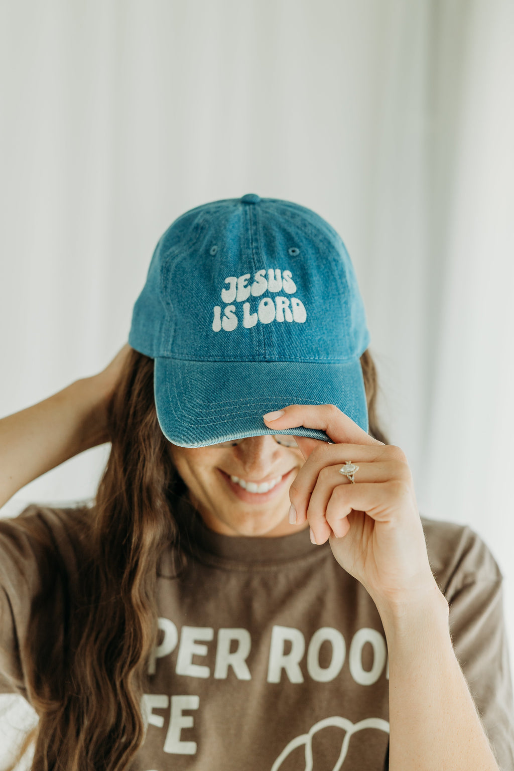 Jesus Is Lord Denim Embroidered Cap
