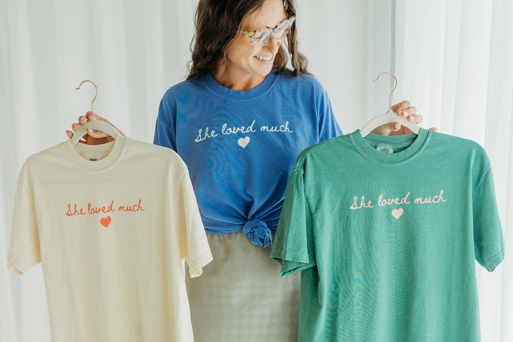 She Loved Much T-Shirt - Blue