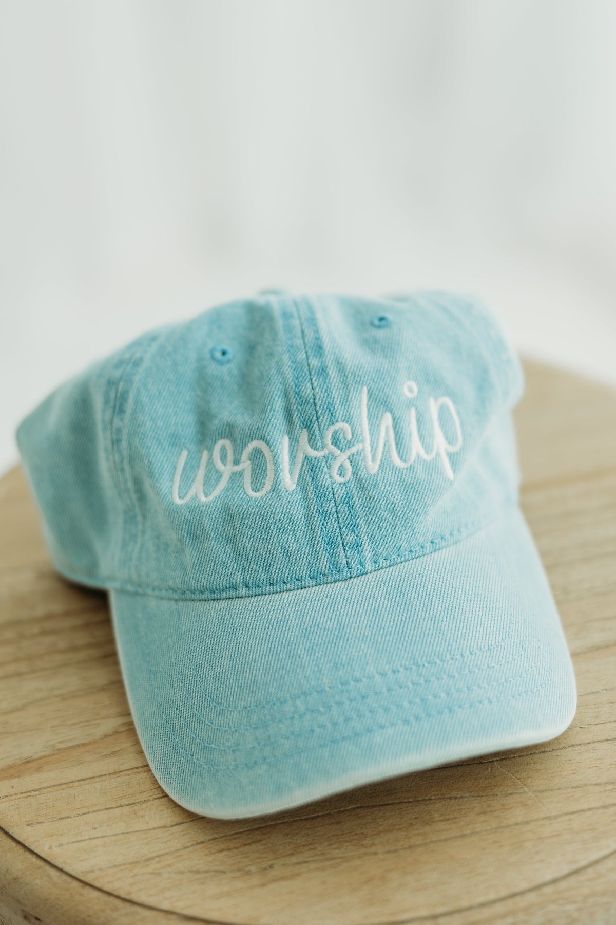 Worship Embroidered Denim Cap